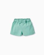 Short en lin bébé fille, vert