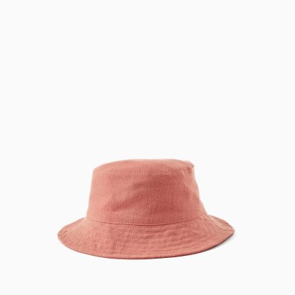 Hat with Opening at the Back and with Bow for Girls, Brick Red