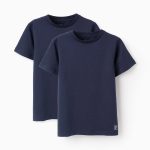 Lot de 2 t-shirts en coton pour garçon, bleu foncé