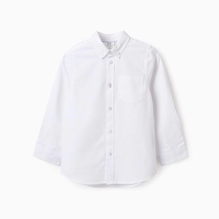 Chemise en coton pour garçon blanc