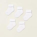 Lot de 5 paires de chaussettes à revers pour bébé, blanches