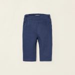 Knitted Roma Stitch Trousers for Newborn Girls, Dark Blue
