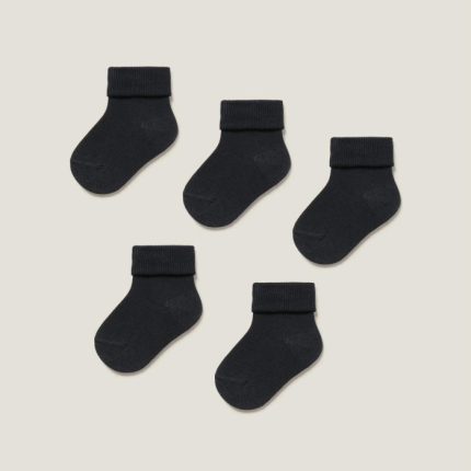 Lot de 5 paires de chaussettes à revers pour bébé, bleu foncé