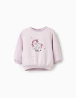 Sweat polaire imprimé licorne bébé fille Lilas