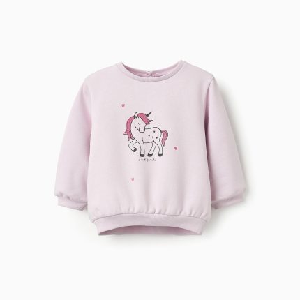 Sweat polaire imprimé licorne bébé fille Lilas