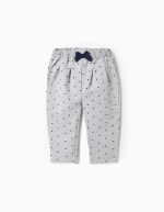 Pantalon à pois bébé fille, gris/bleu foncé