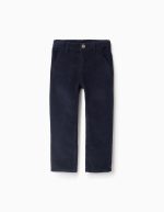 Pantalon en Velours Côtelé Garçon 'Slim', Bleu Foncé