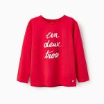 T-shirt à manches longues pour fille '1 2 3', rouge