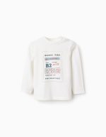T-shirt à manches longues bébé garçon 'Ticket', blanc
