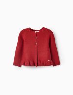 Cardigan à volants bébé fille rouge brique