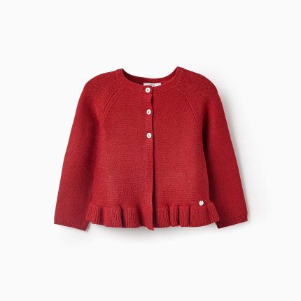 Cardigan à volants bébé fille rouge brique