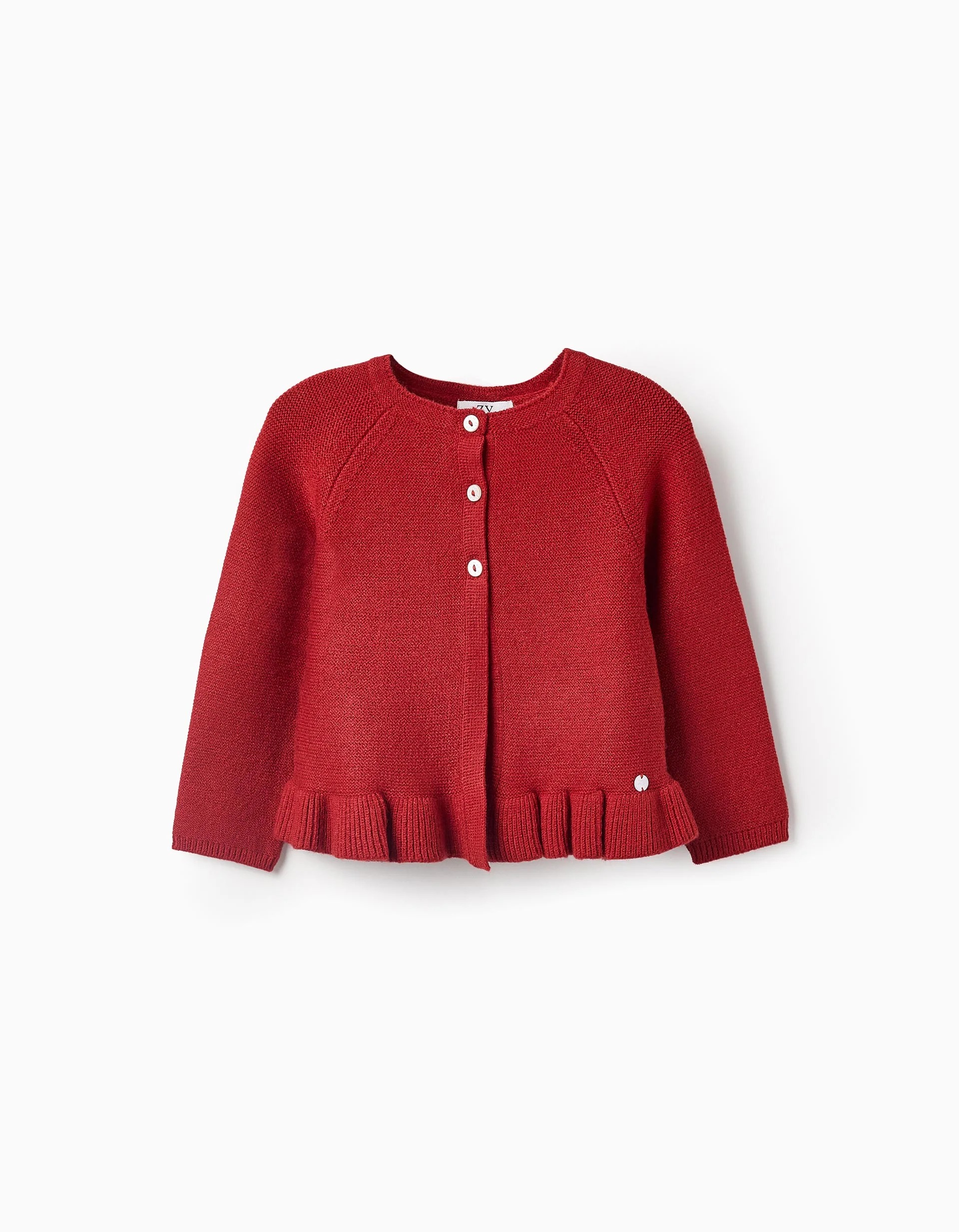31066769037-0 Cardigan à volants bébé fille rouge brique – Image 1