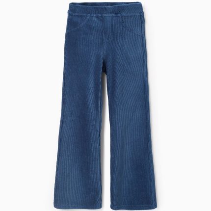 Jegging évasé en velours côtelé pour fille, turquoise