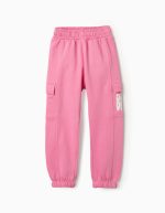 Pantalon de jogging en coton avec poches cargo pour fille, rose