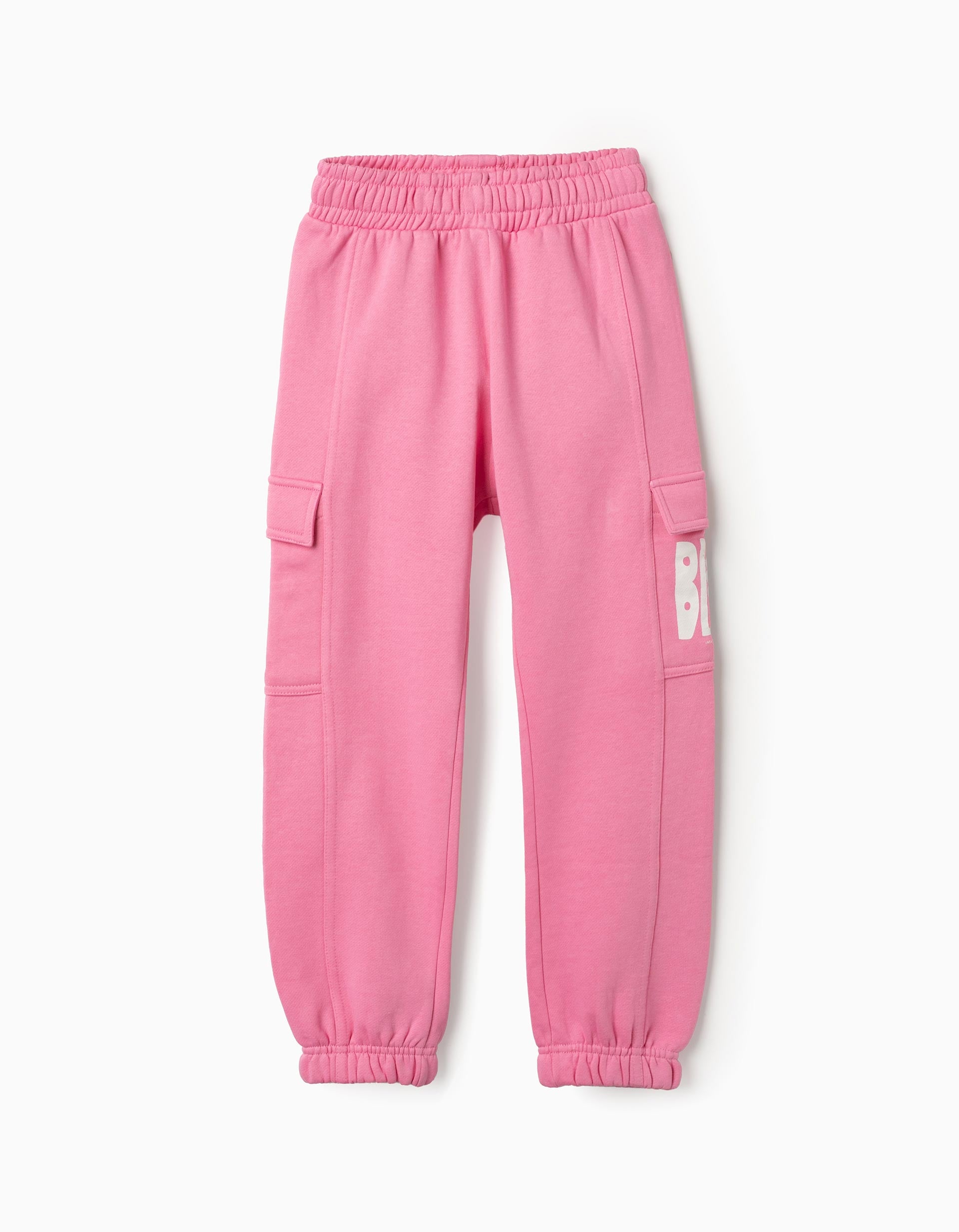 31067018038-0-1.jpg Pantalon de jogging en coton avec poches cargo pour fille, rose – Image 1