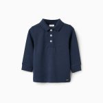 Polo à manches longues bébé garçon bleu foncé