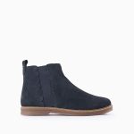 Bottines Chelsea en daim pour fille, bleu foncé