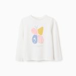 T-shirt à manches longues pour fille 'Butterfly', blanc