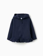Veste à capuche à volants bébé fille bleu foncé