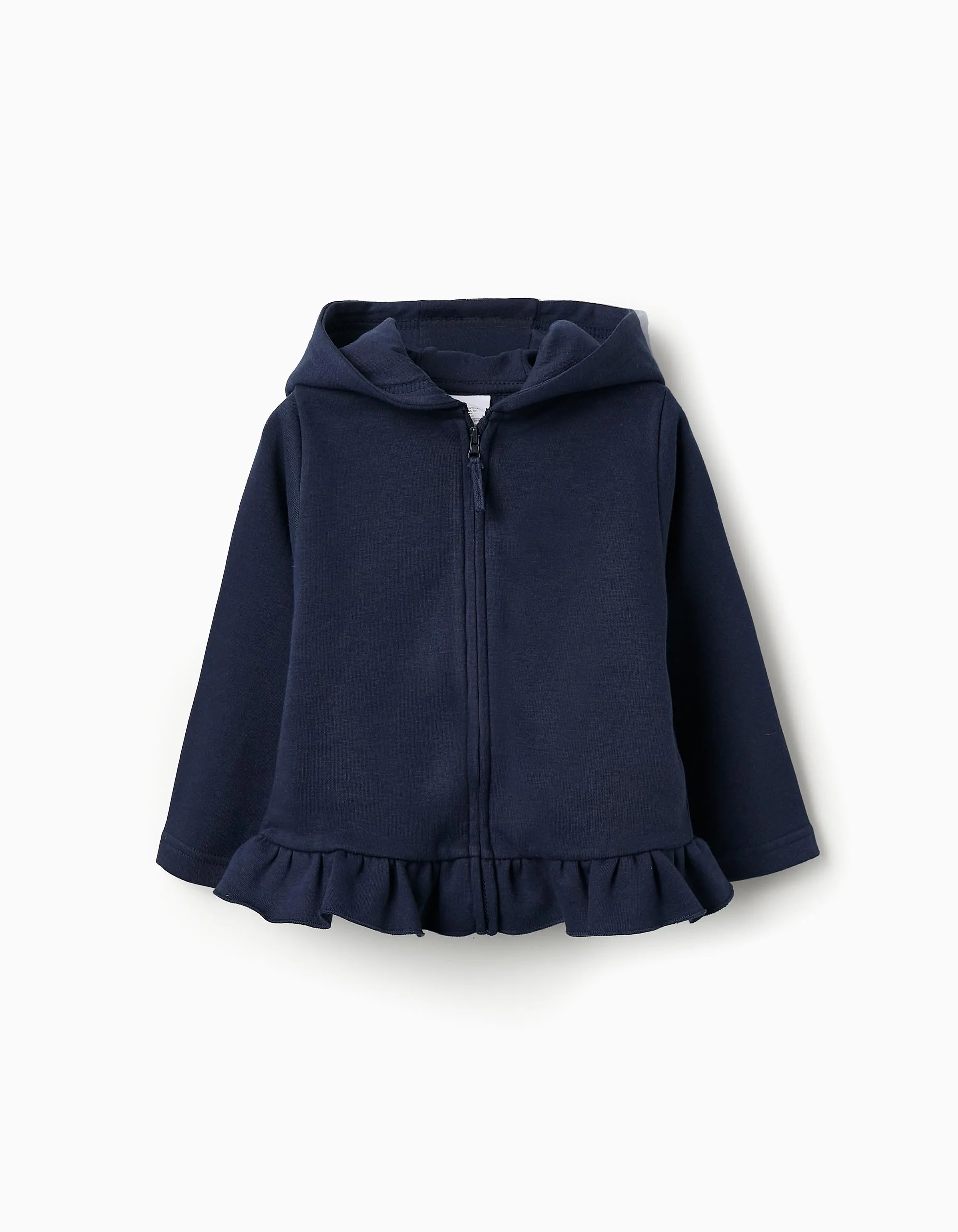 31067588006-0 Veste à capuche à volants bébé fille bleu foncé – Image 1