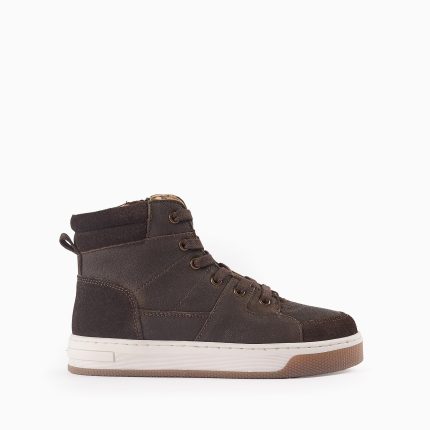 Bottes sportives en cuir pour garçons, marron