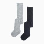 Lot de 2 collants bébé fille Gris/Noir
