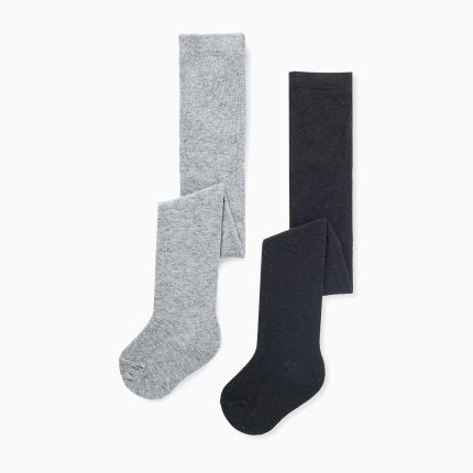 Lot de 2 collants bébé fille Gris/Noir