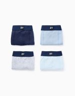 Pack 4 Boxers unis garçon bleu/gris