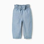 Pantalon en jean avec nœud bébé fille Bleu