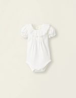 Body-Blouse avec broderie anglaise en coton fille nouveau-né Blanc