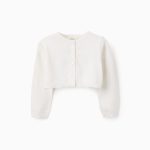 Cardigan détails ajourés bébé fille, blanc