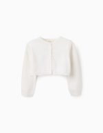 Cardigan détails ajourés bébé fille, blanc