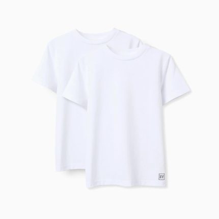 Lot de 2 t-shirts en coton pour garçon, blanc