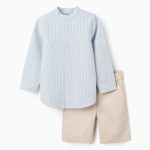 ENSEMBLE CHEMISE COURT, BLEU CLAIR