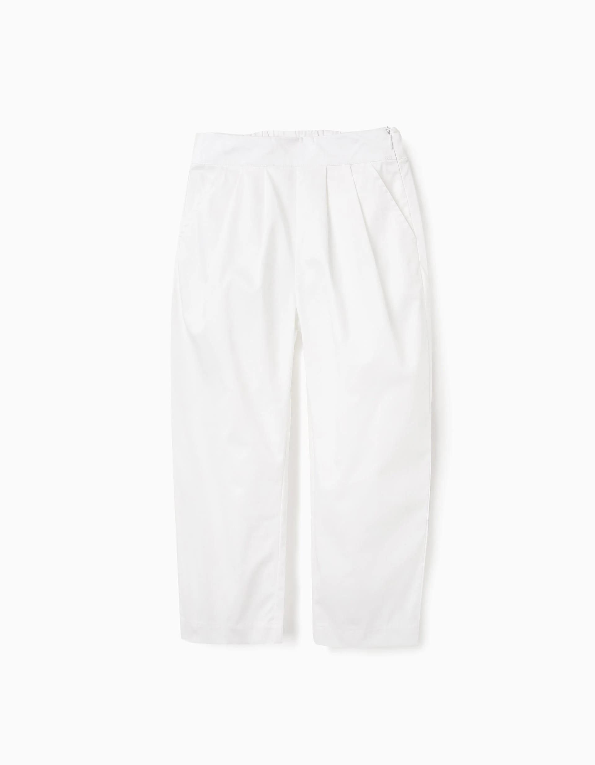 31069970041-0-2.jpg Pantalon plissé en satin fille, blanc – Image 1