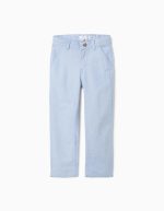 Pantalon en Coton Oxford Garçon 'Slim', Bleu Clair