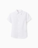 Chemise en viscose, coton et lin pour garçon, blanc
