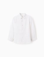 Chemise en viscose, coton et lin pour garçon, blanc