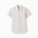 CHEMISE MC LIN, BEIGE CLAIR