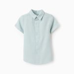 Chemise en Viscose, Coton et Lin pour Bébé Garçon, Vert Aqua