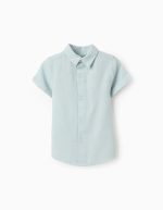 Chemise en Viscose, Coton et Lin pour Bébé Garçon, Vert Aqua