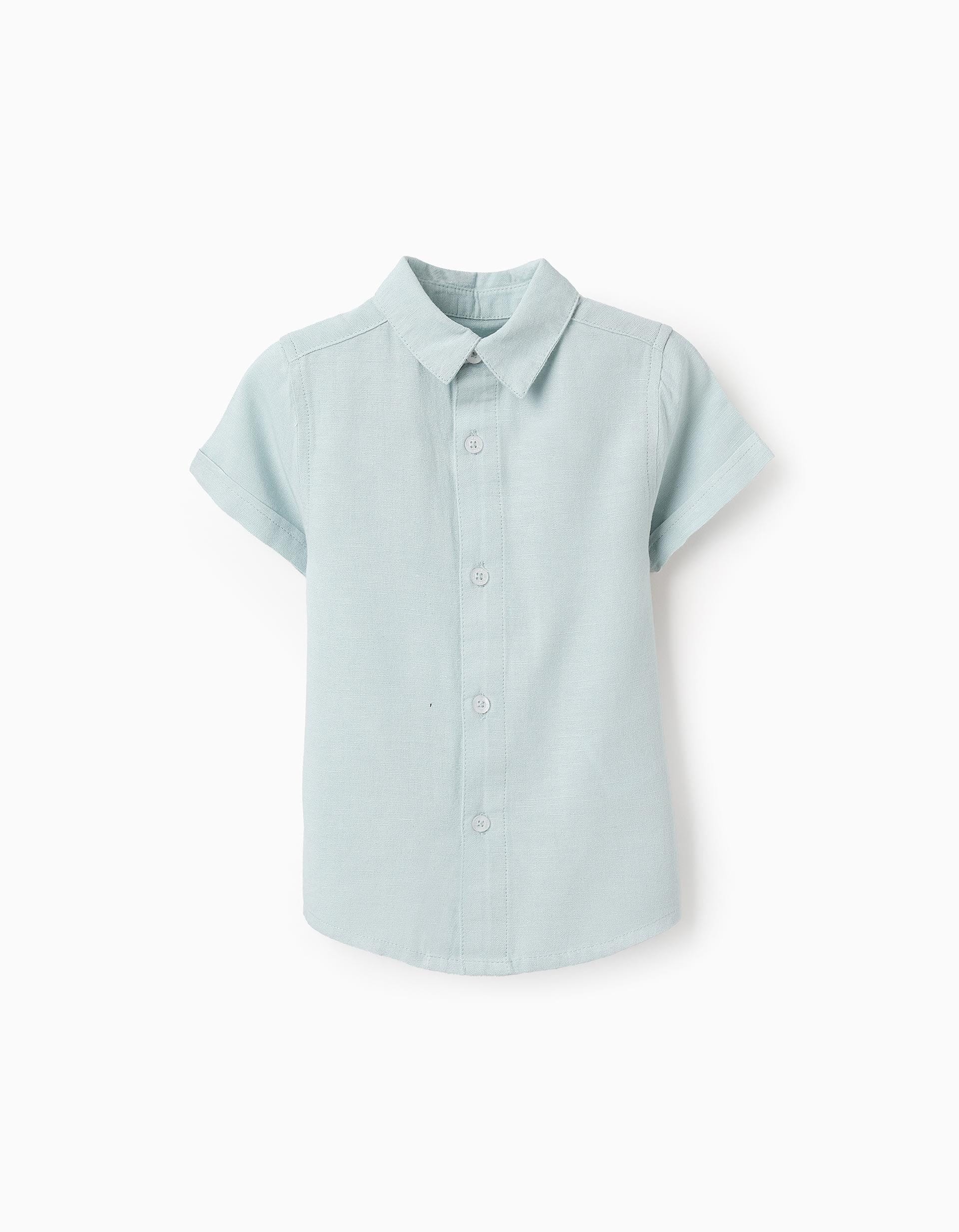 31070177022-0-1.jpg Chemise en Viscose, Coton et Lin pour Bébé Garçon, Vert Aqua – Image 1