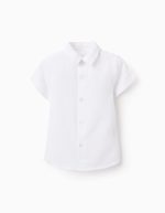Chemise en viscose, coton et lin pour bébé garçon, blanc