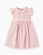 Robe en coton fleuri bébé fille, rose/blanc/vert