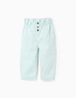 Pantalon cargo en sergé bébé fille 'Paperbag', bleu