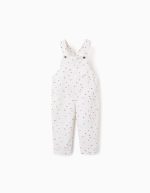 Salopette sergée à motif floral bébé fille, blanche