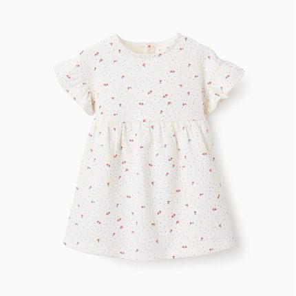 Robe fleurie bébé fille, blanc/rouge/bleu