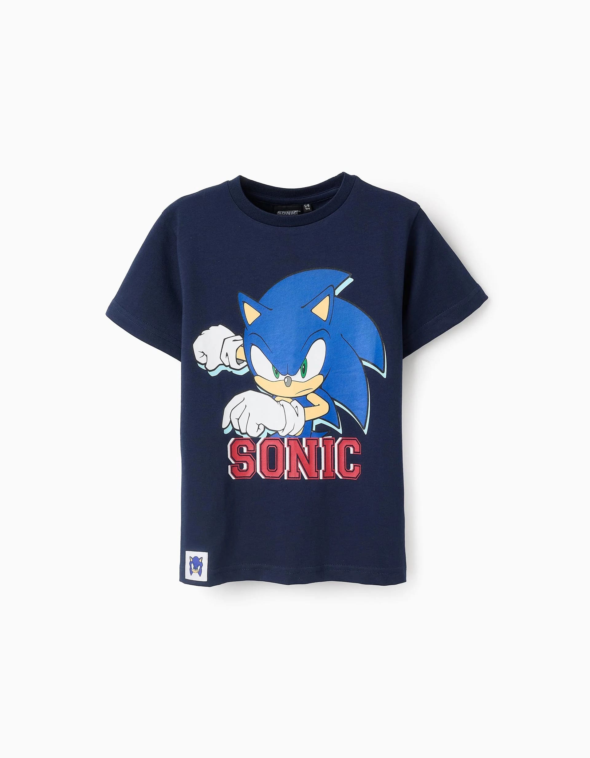 31070458006-0-1.jpg T-shirt en coton garçon 'Sonic', bleu foncé – Image 1