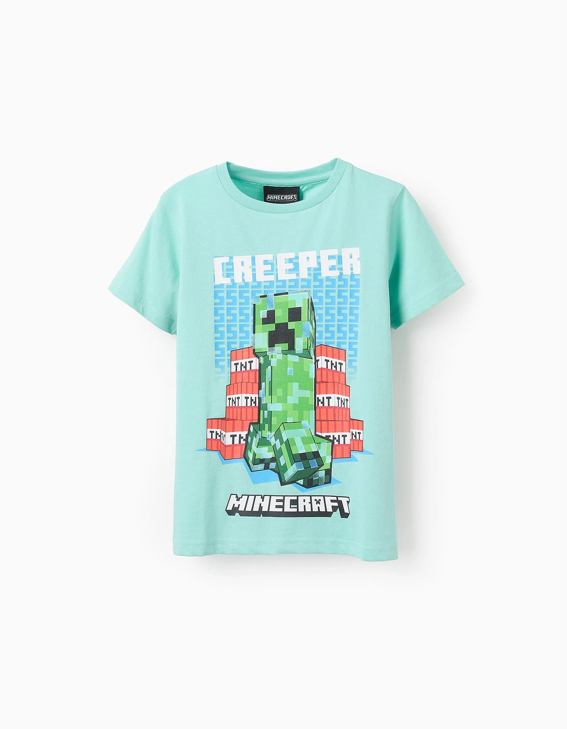 31070473026-0-1.jpg T-shirt en coton garçon 'Minecraft', vert – Image 1