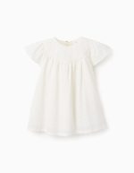 Robe en broderie anglaise et volants bébé fille, blanc